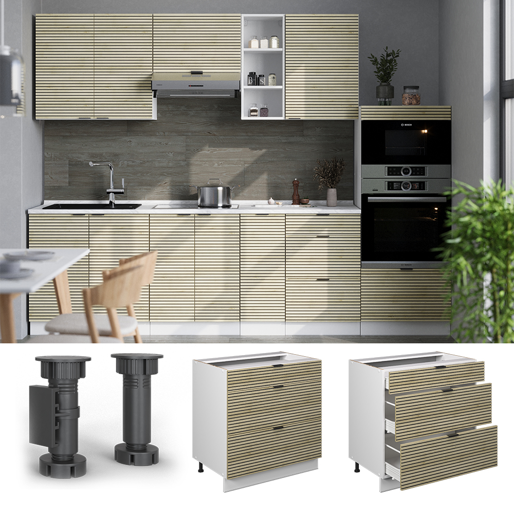 Küchenunterschrank Vicco Fame-Line 80 cm mit 3 Schubladen, ohne Arbeitsplatte - Bild 87 von 91