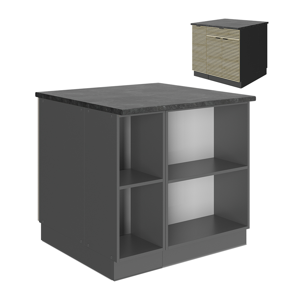 Vicco Isola cucina Pannello in quercia 90 cm con cassetto, senza piano di lavoro