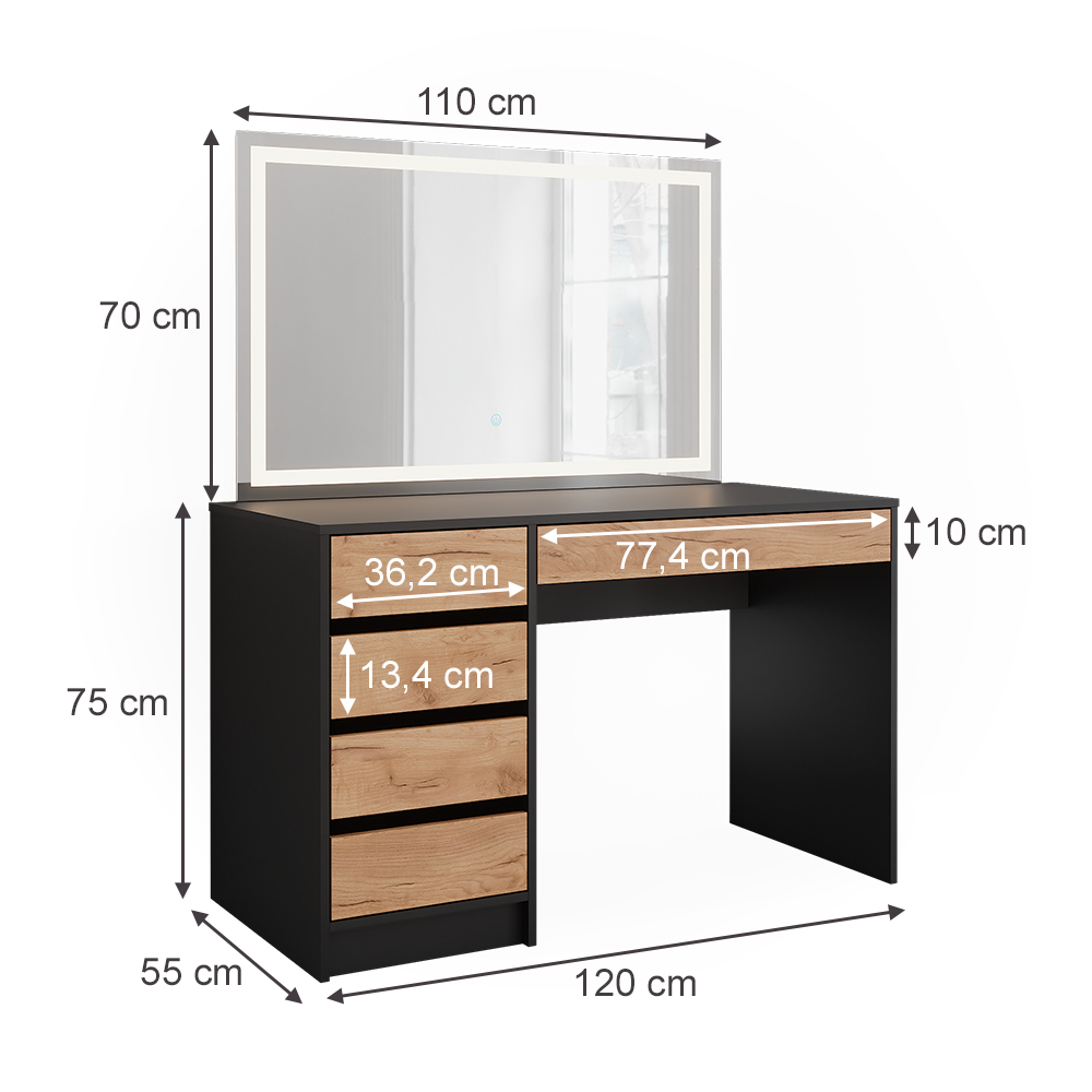 Schminktisch Vicco Sherry 120 cm mit LED-Spiegel - Bild 83 von 89