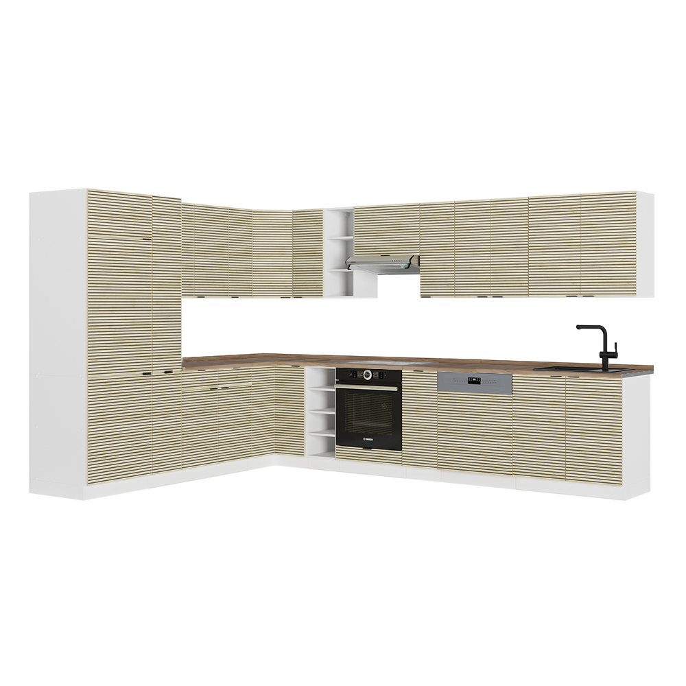 Vicco Cucina angolare completa Pannello di quercia/bianco 347 x 257 cm , PL Rovere