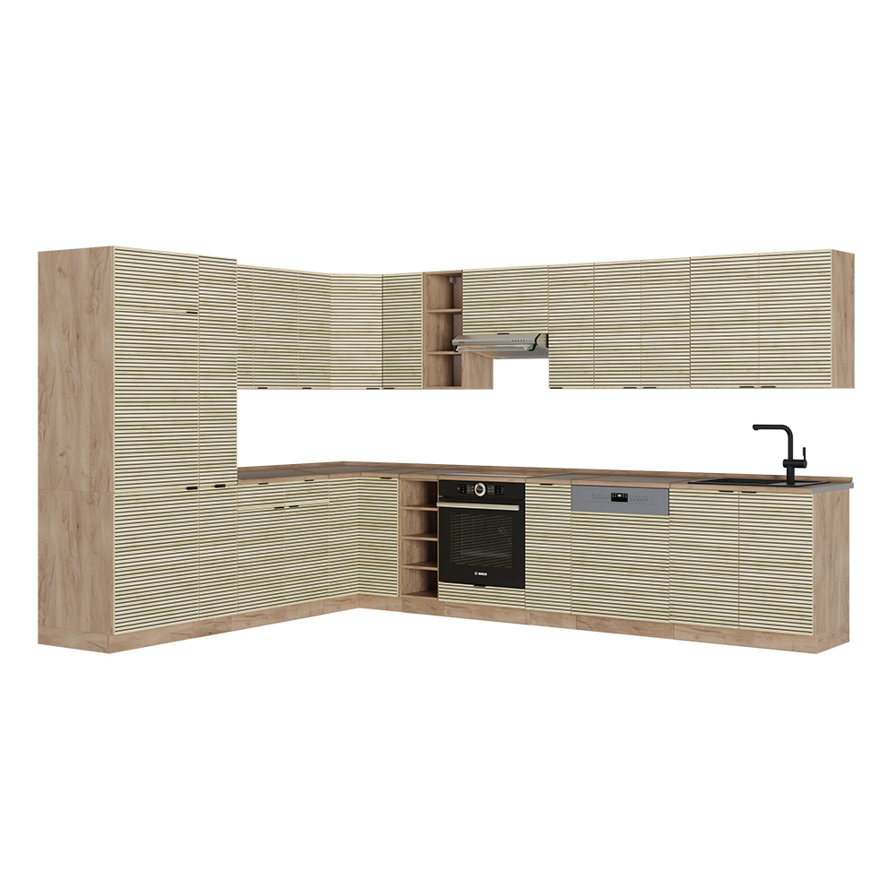 Vicco Cucina angolare completa Pannello in rovere/rovere goldkraft 347 x 257 cm , PL Rovere