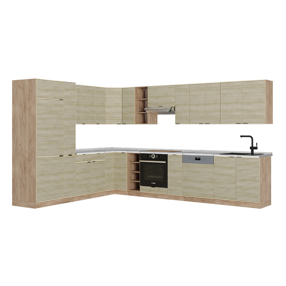 Vicco Cucina angolare completa Pannello in rovere/rovere goldkraft 347 x 257 cm , PL Marmo