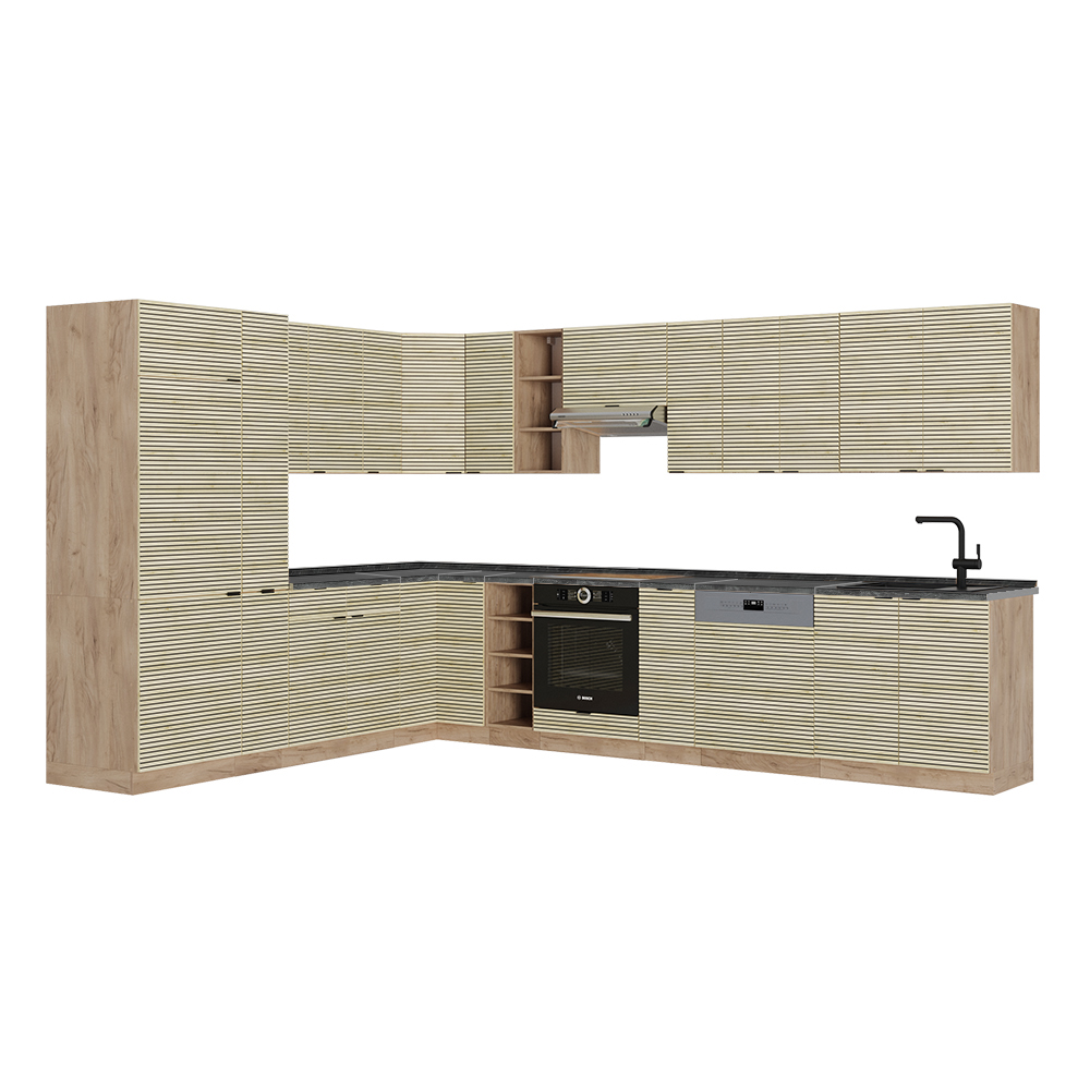 Vicco Cucina angolare completa Pannello in rovere/rovere goldkraft 347 x 257 cm , PL Antracite