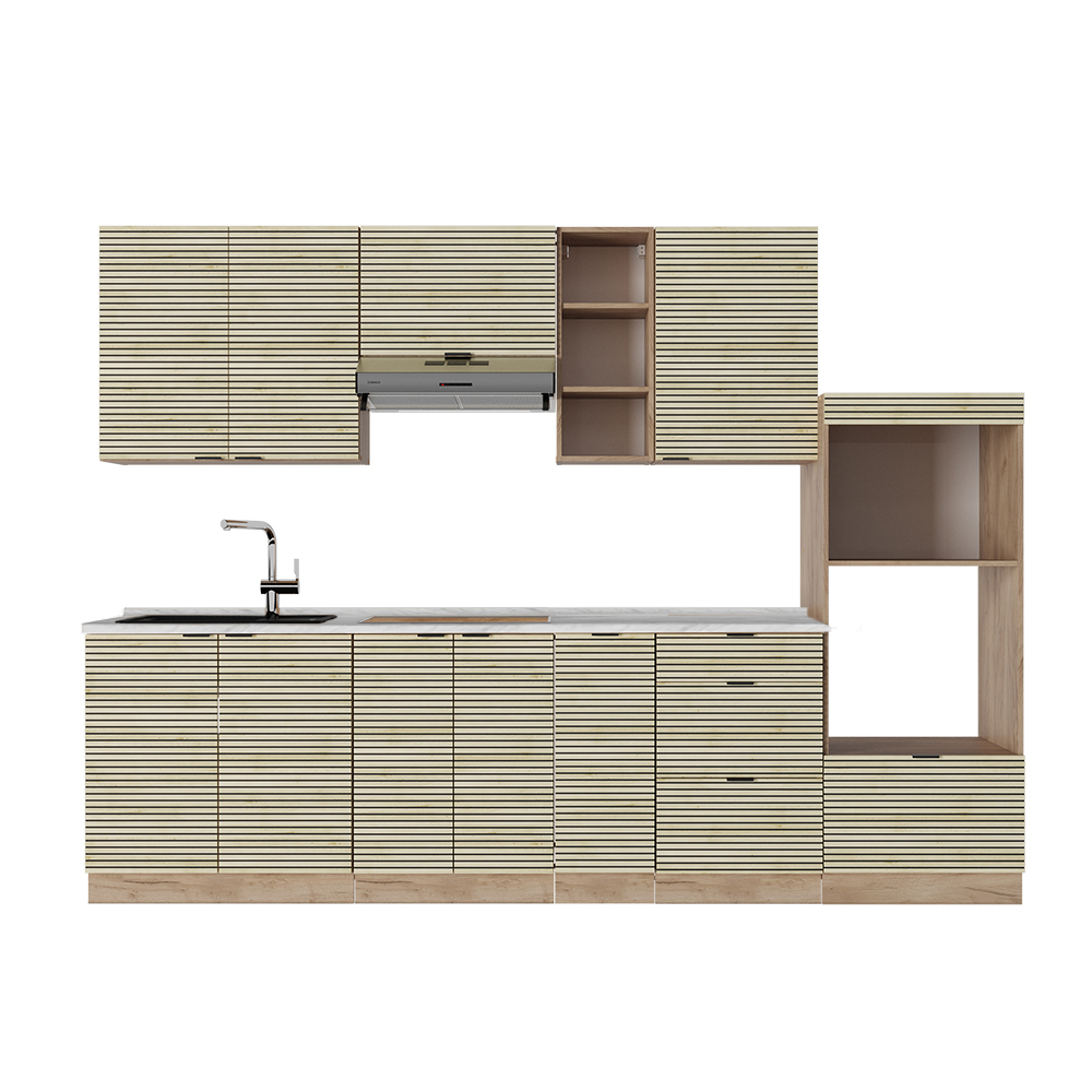 Vicco Cucina componibile Pannello in rovere/rovere goldkraft 280 cm , PL Marmo