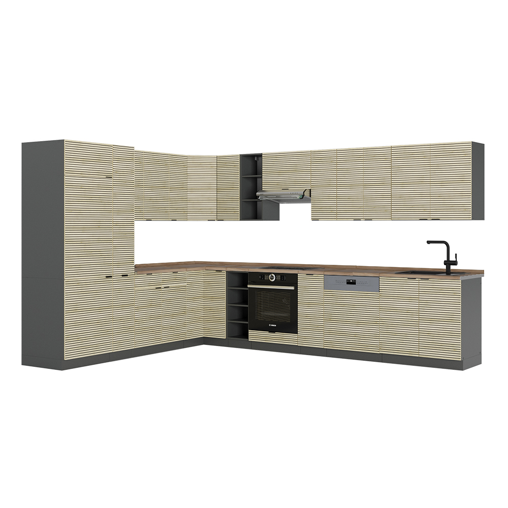 Vicco Cucina angolare completa Pannello in rovere/antracite 347 x 257 cm , PL Rovere