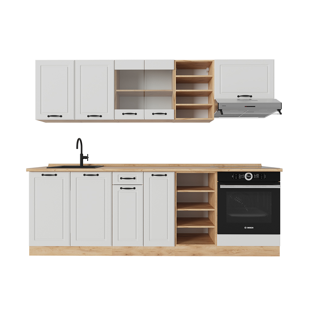 Vicco Zabudowa kuchenna Biały dworek/złoty dąb 240 cm , BP Dąb, R-Line