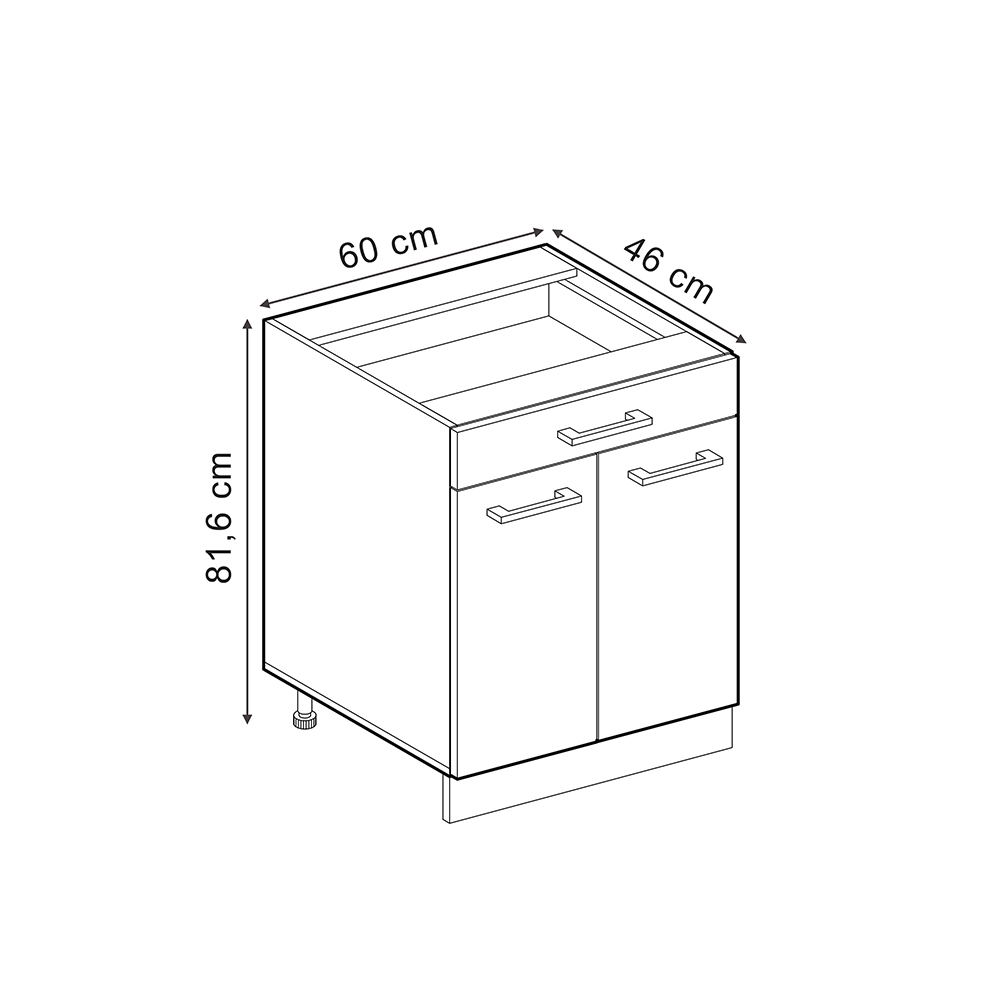 Küchenunterschrank Vicco R-Line 60 cm mit Schublade, ohne Arbeitsplatte - Bild 54 von 68