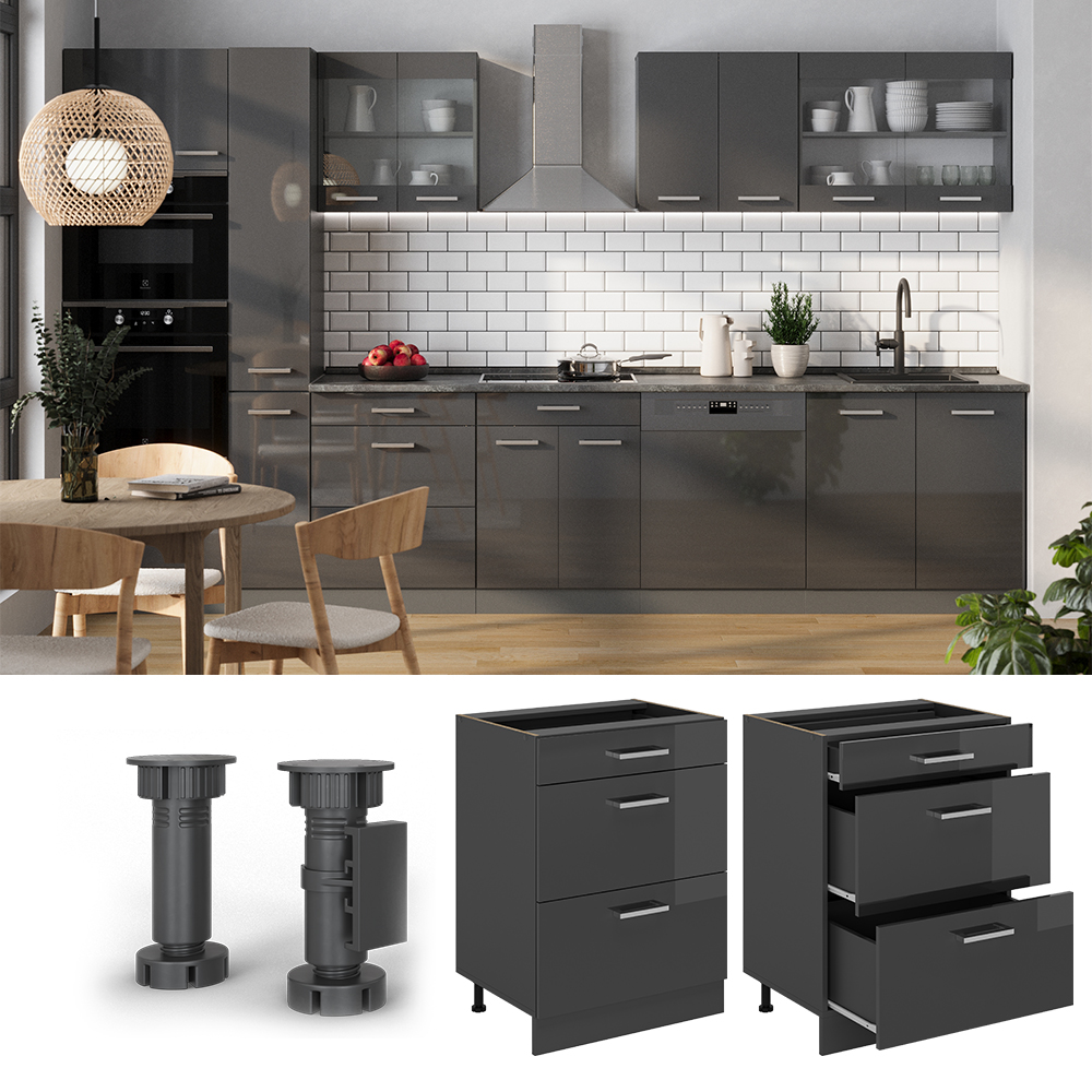 Küchenunterschrank Vicco R-Line 60 cm mit Schubladen, ohne Arbeitsplatte - Bild 63 von 68