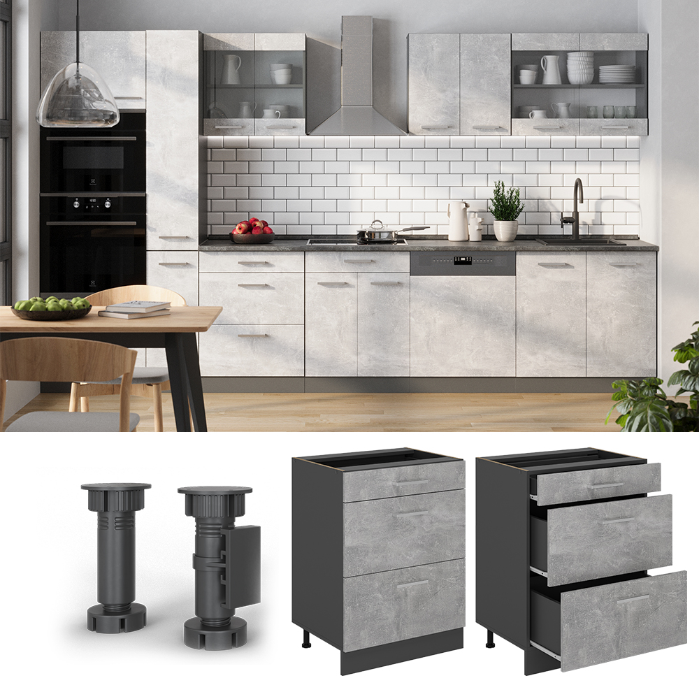 Küchenunterschrank Vicco R-Line 60 cm mit Schubladen, ohne Arbeitsplatte - Bild 55 von 68