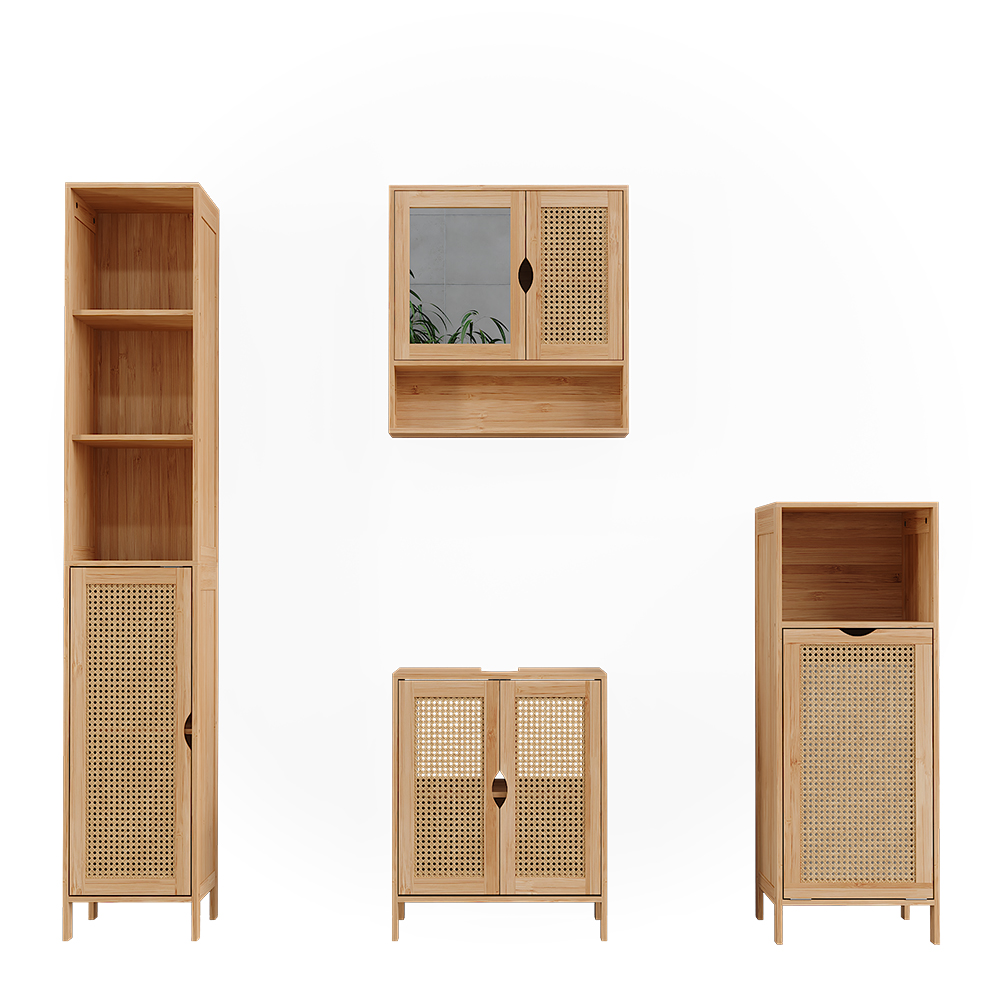 Vicco Set di mobili da bagno Bambù 4 parti