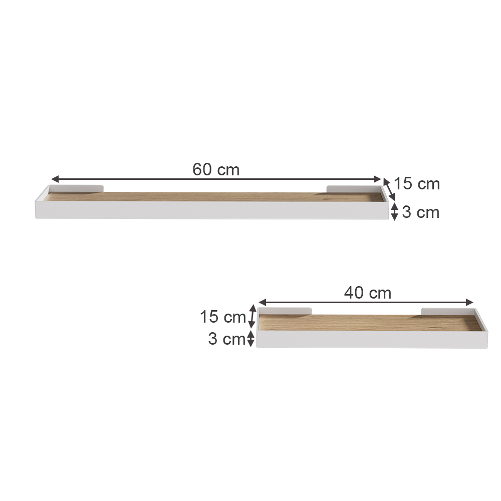 Wandregal Vicco Erni 60 x 3 cm 2er-Set
