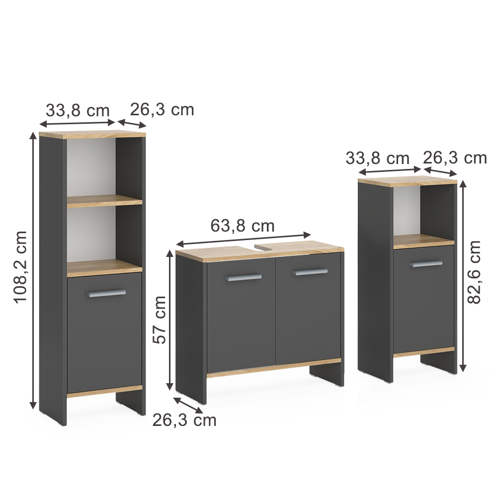Badmöbel-Set Vicco Karli 3-teilig - Produktbild 1