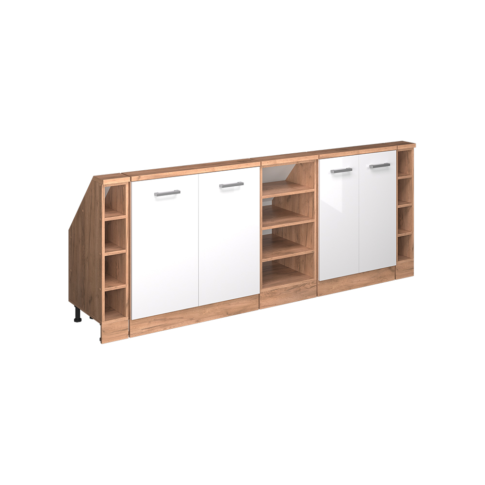 Vicco Mobile cucina sottotetto Bianco lucido/oro power oak 215 cm Set di 5
