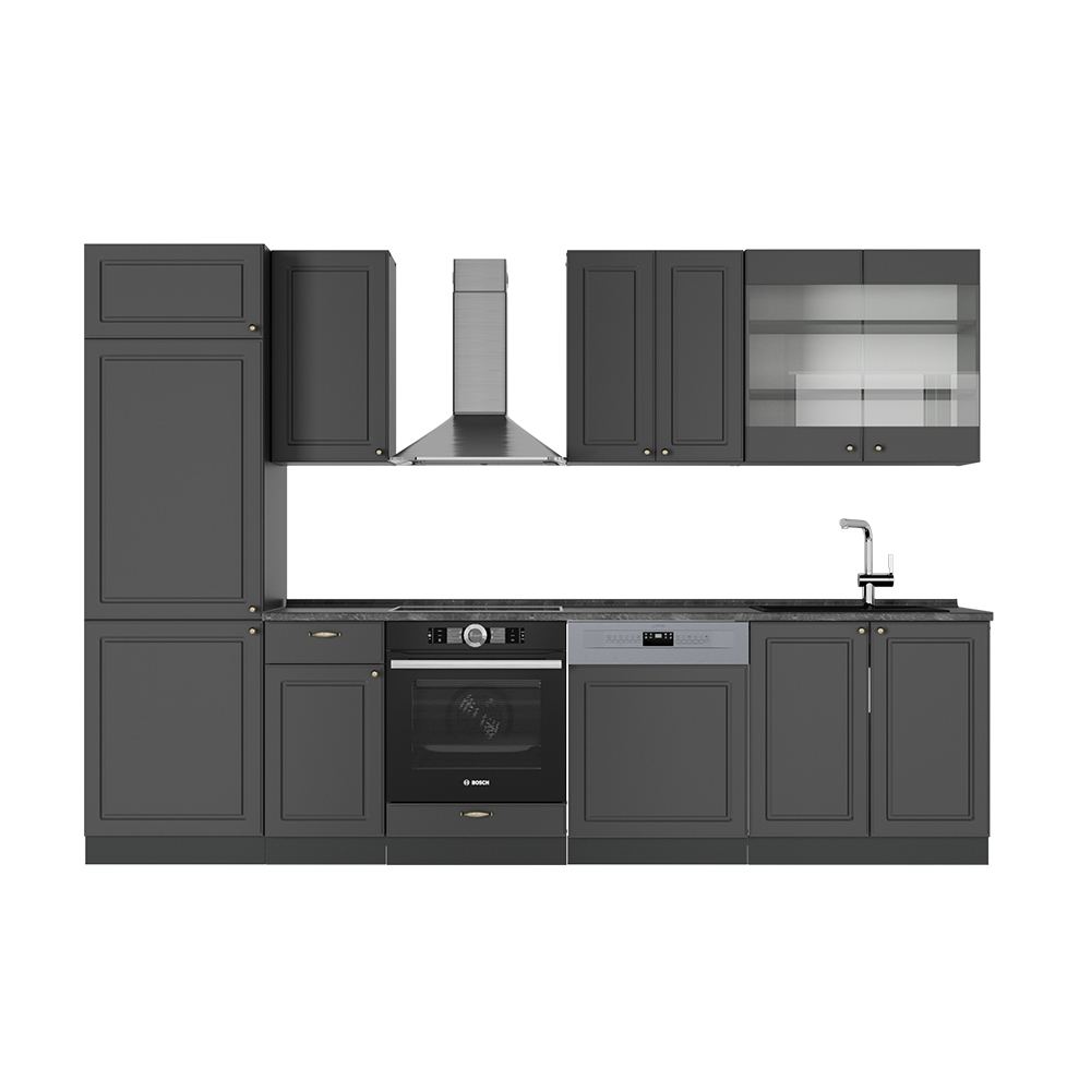 Vicco Cucina componibile Landhaus antrazit-oro 300 cm , PL Antracite