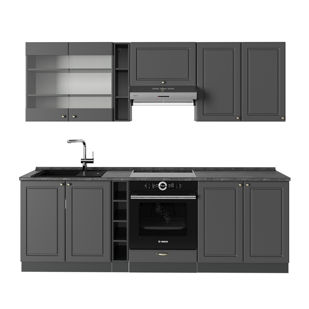 Vicco Cucina componibile Landhaus antrazit-oro 235 cm , PL Antracite