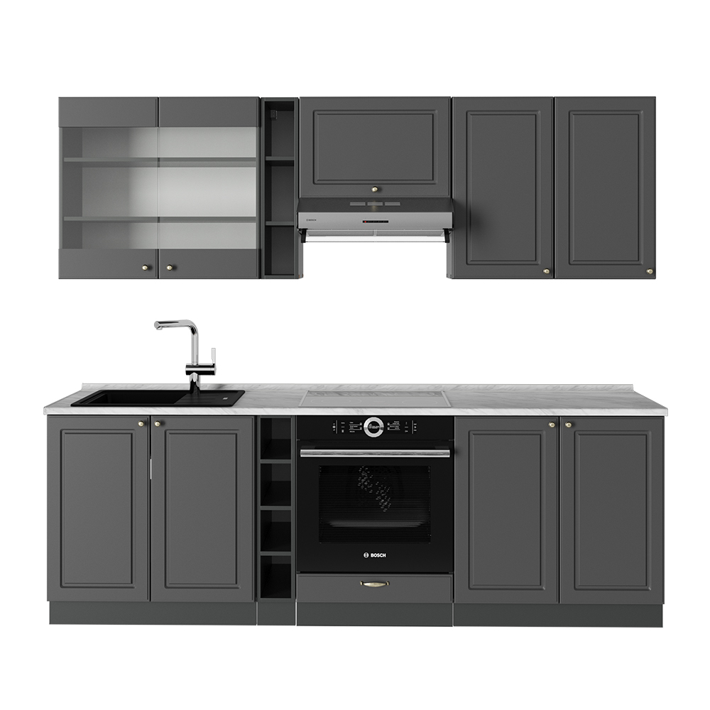 Vicco Cucina componibile Landhaus antrazit-oro 235 cm , PL Marmo