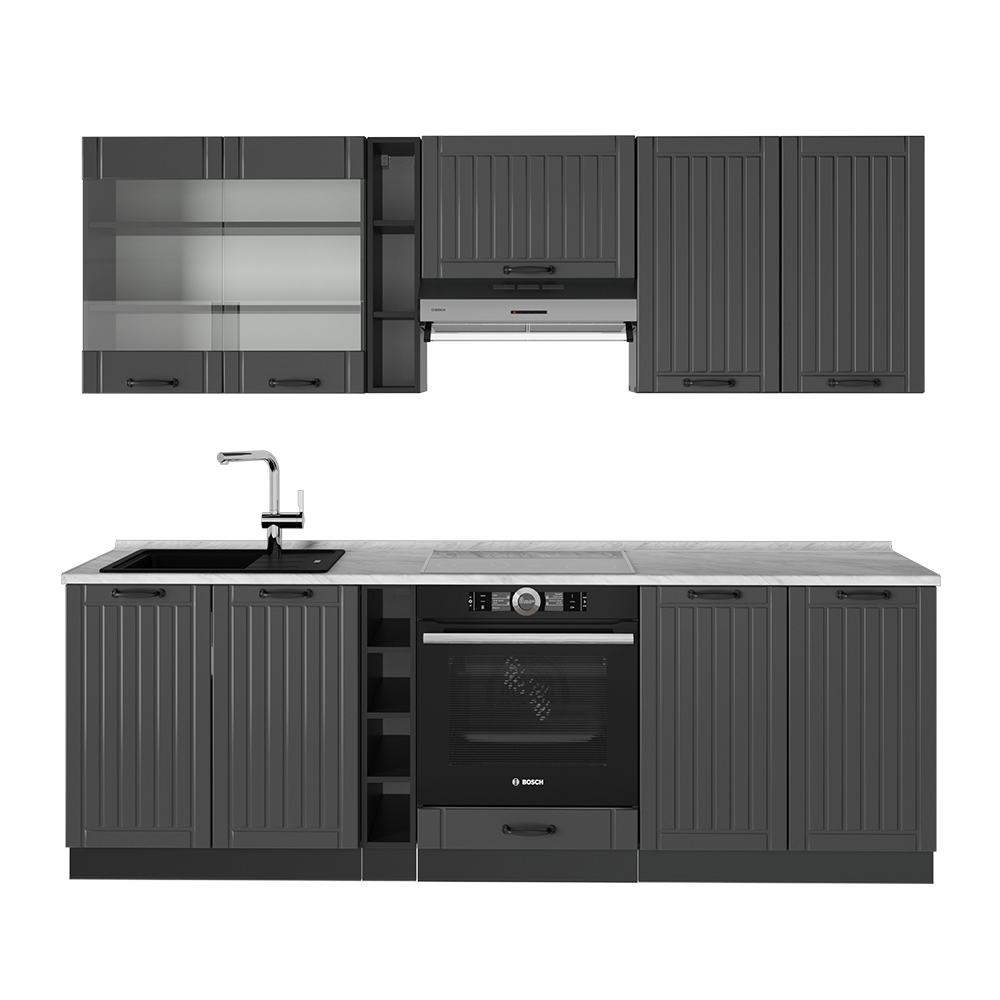 Vicco Cucina componibile Grigio scuro 235 cm , PL Marmo