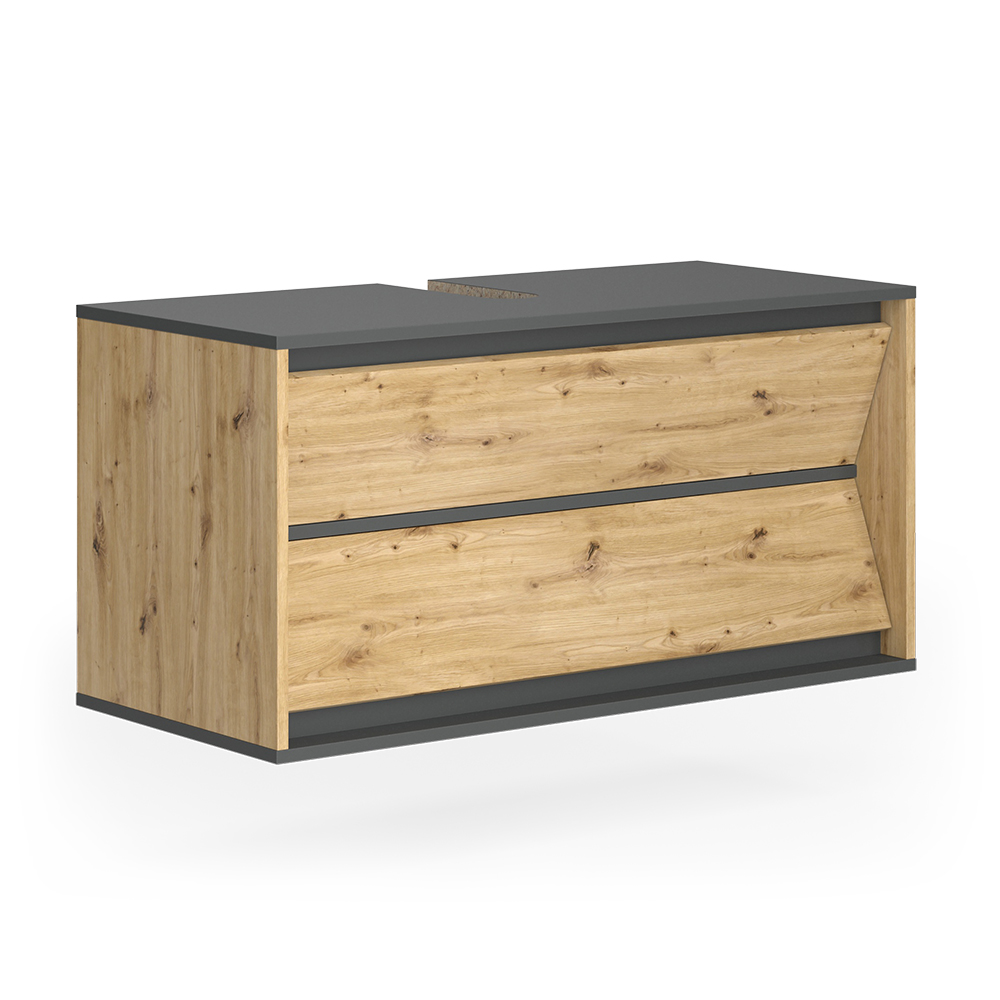 Vicco Mobile sottolavabo per bagno Antracite/Artisan 100 x 50 cm con 2 cassetti