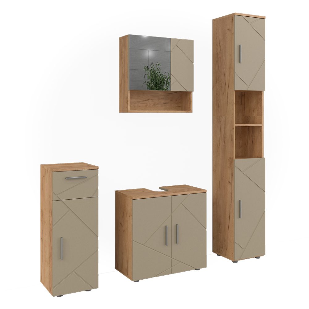Vicco Set di mobili da bagno Beige 4 parti