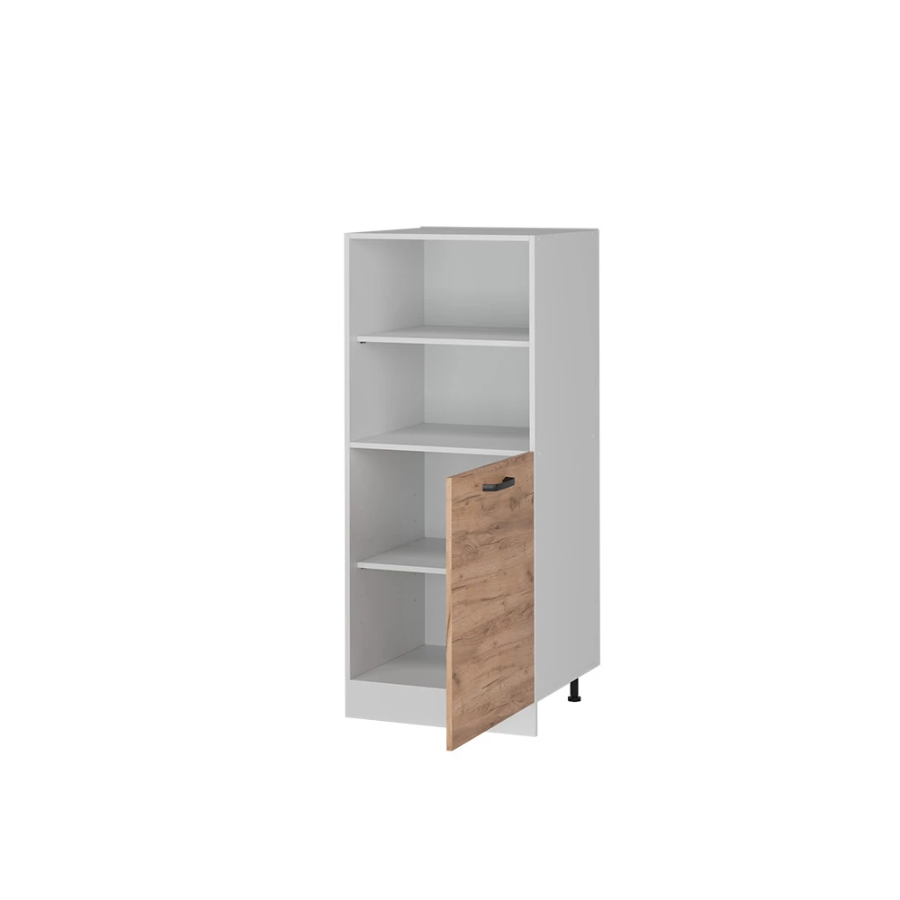 Meuble pour four en Chêne de force doré, présenté dans un décor ambiant avec décoration