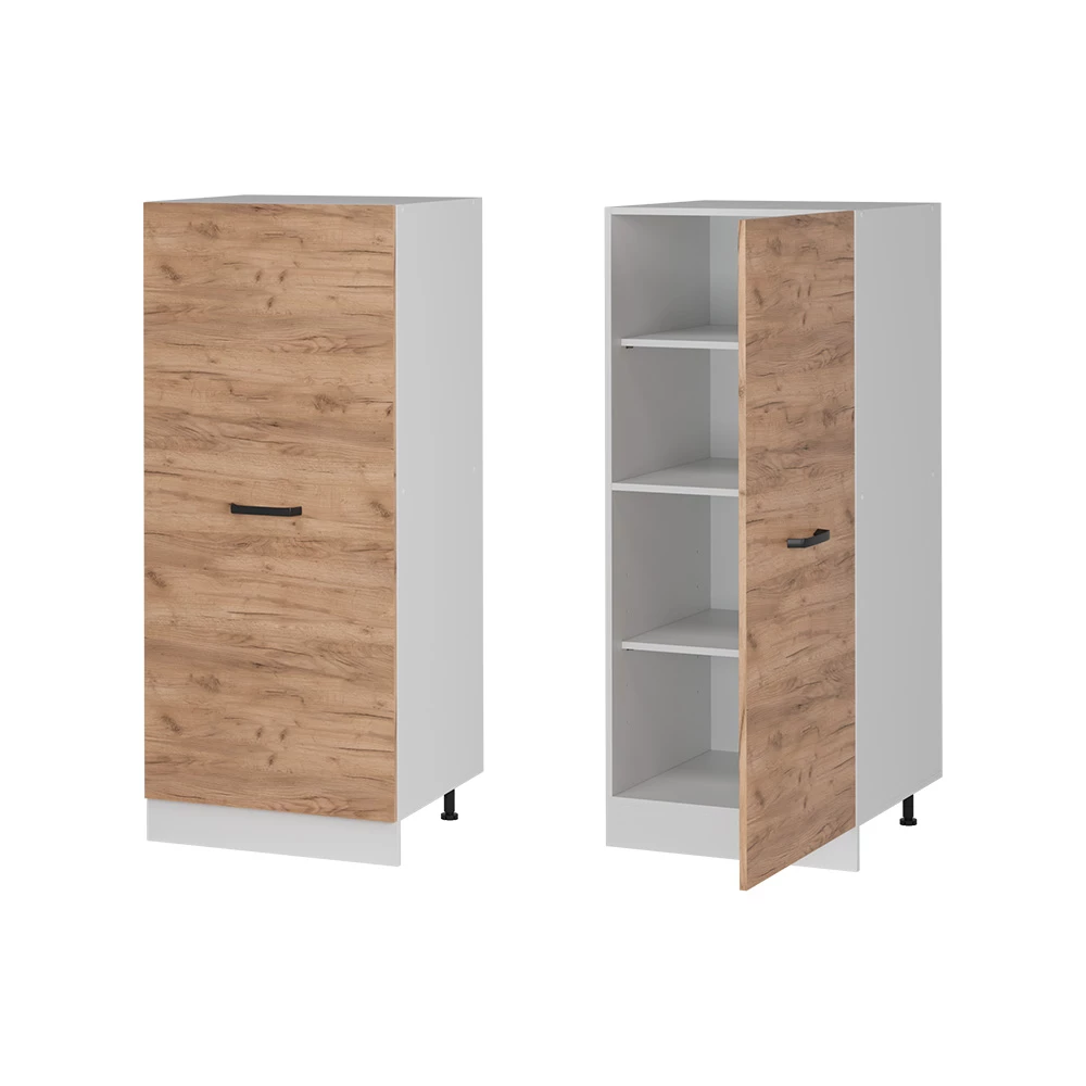 Gros plan de Meuble pour four en Chêne de force doré, montrant la texture/les détails