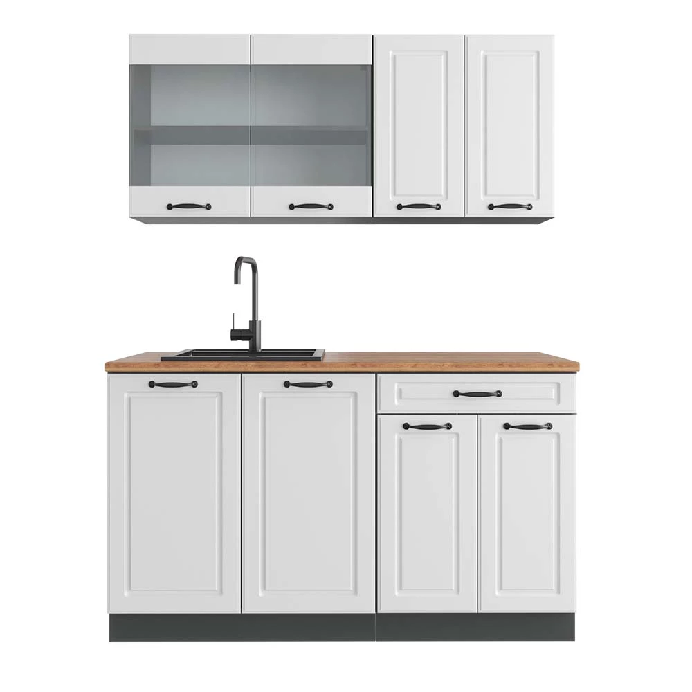 Cozinha individual in Casa de campo branca/antracite on white background