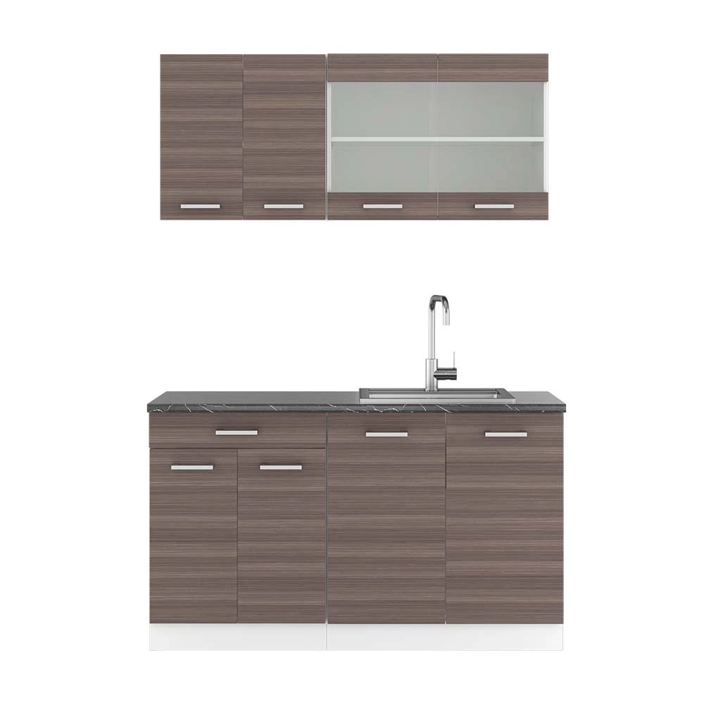 Vicco Enkele keuken Edel grijs/wit 140 cm , WB Antraciet, R-Line