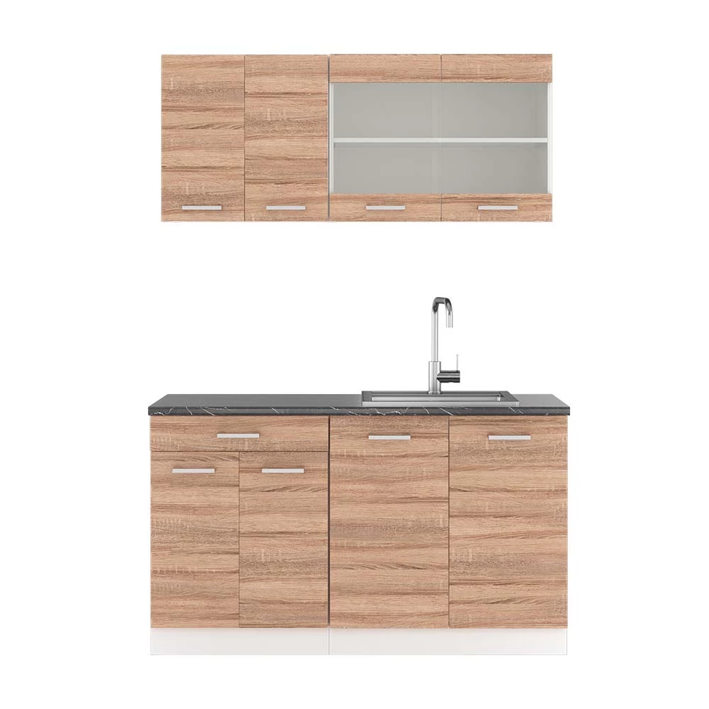 Vicco Enotna kuhinja Sonoma/bela 140 cm , DP Antracit, R-Line
