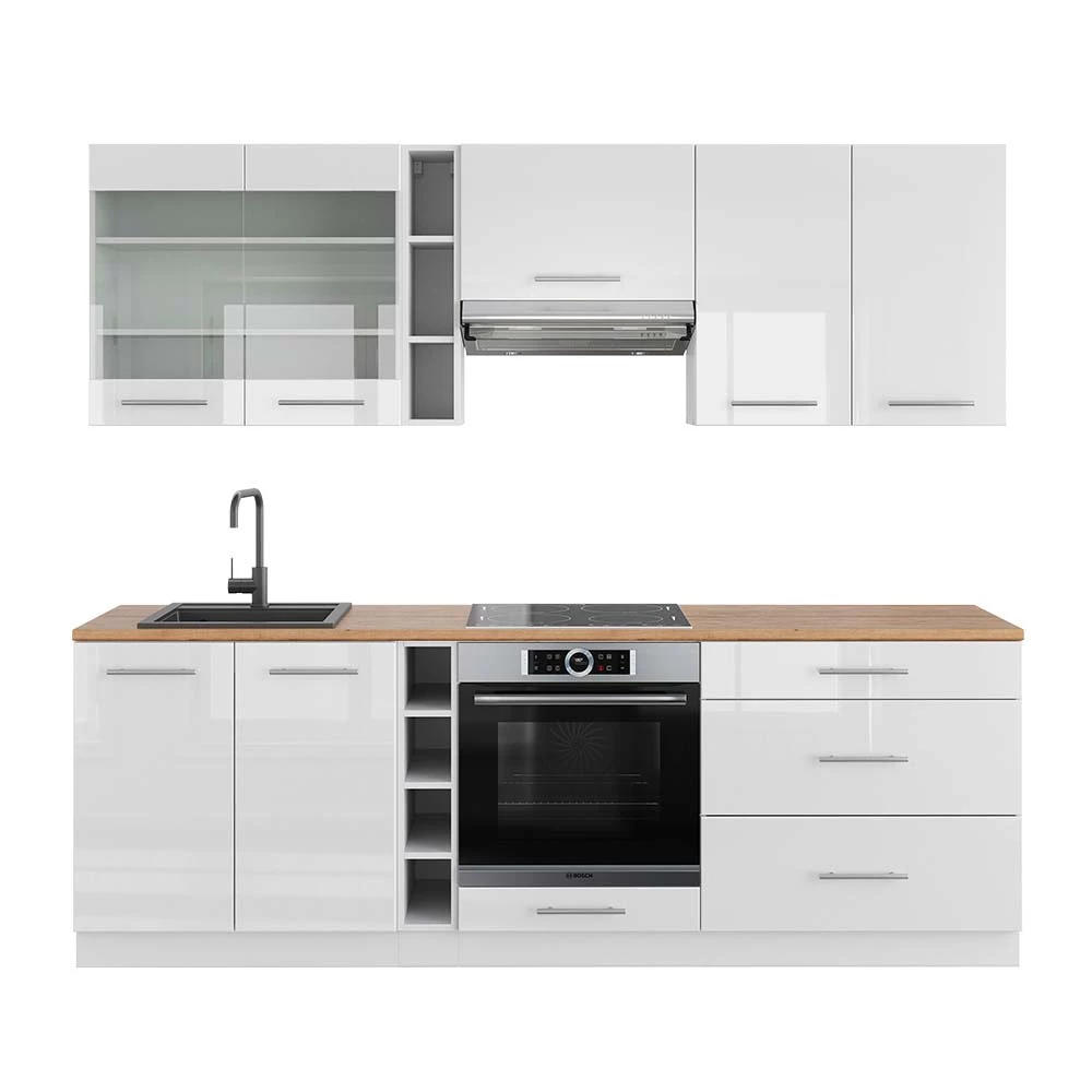 Vicco Kitchenette Alb lucios/alb 235cm, Fame-Line