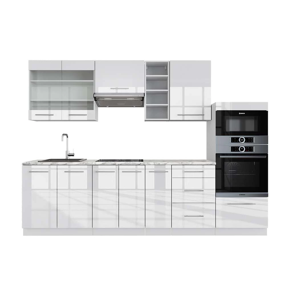 Kitchenette in Alb lucios/alb on white background