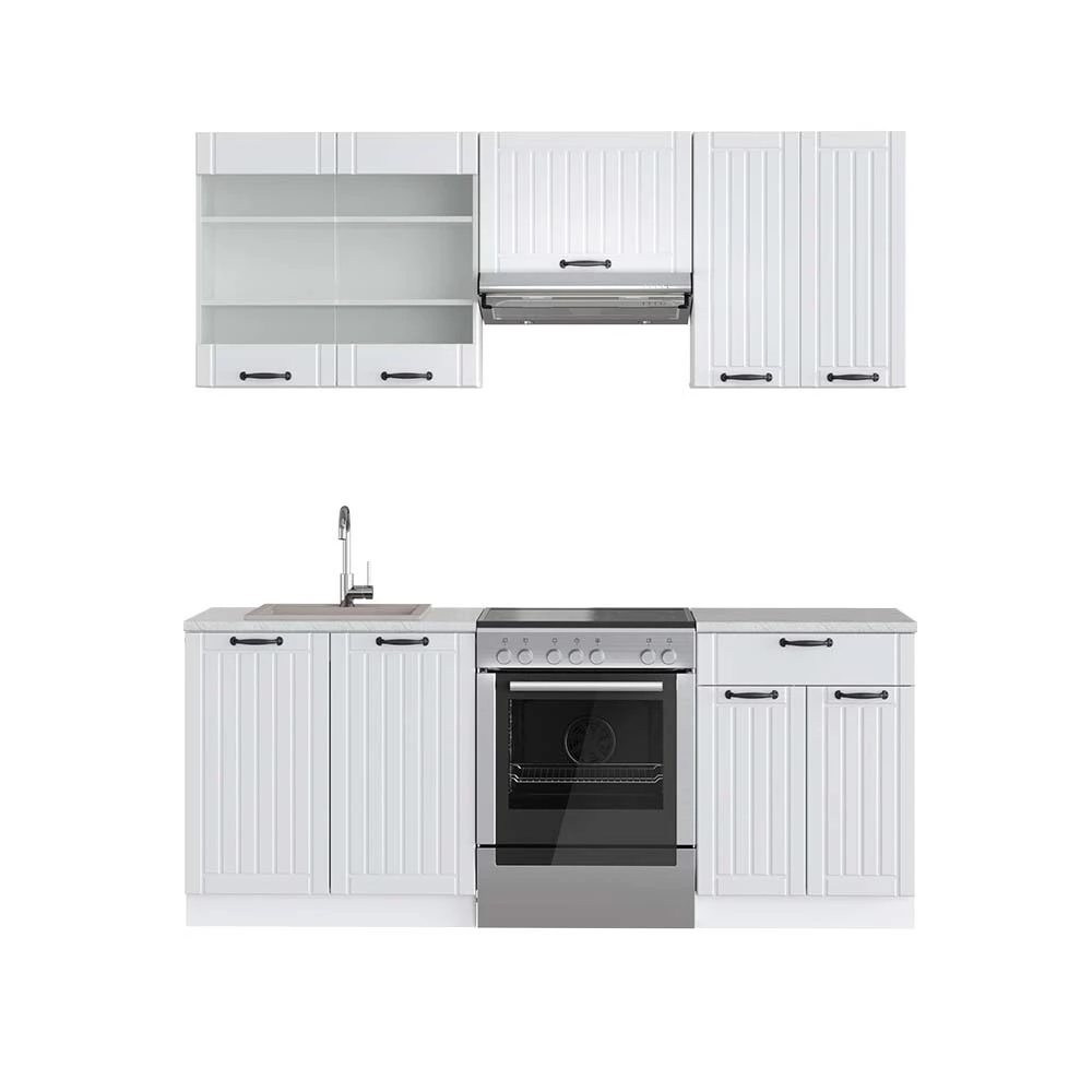 Vicco Aneks kuchenny Biały dom wiejski/biały 200 cm , BP Marmur, Fame-Line