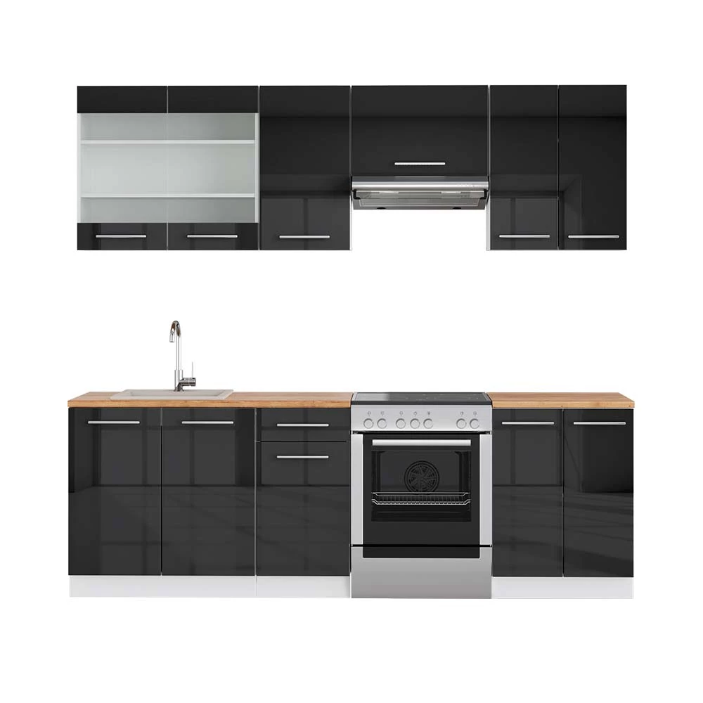 Vicco Antracit sjajan/bijeli 240 cm , RP Hrast, Fame-Line