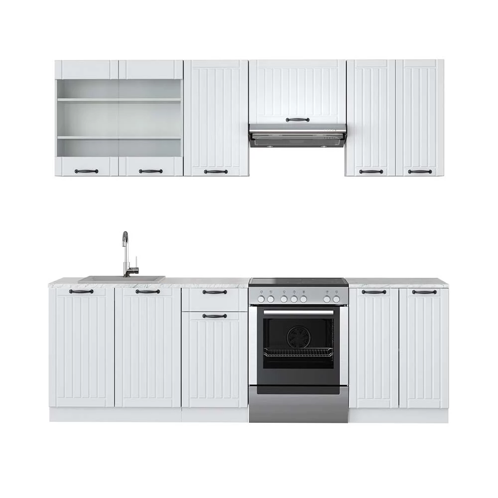 Complete keukeneenheid in Wit landhuis/wit on white background