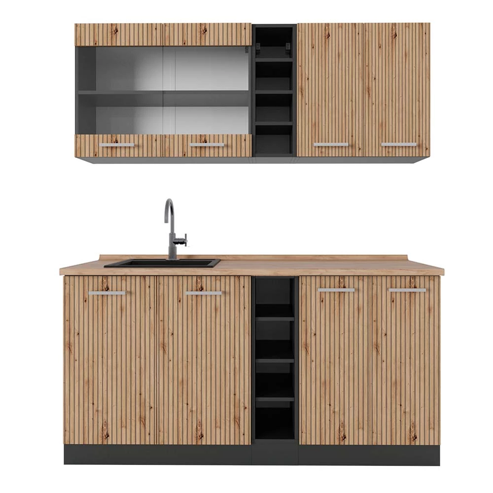 Vicco Jednokrevetna kuhinja Artisan Eiche/Anthrazit 160 cm , RP Hrast, R-Line