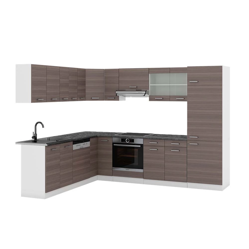 Vicco Hoekkeuken Edel grijs/wit 227 x 287 cm , WB Antraciet, R-Line