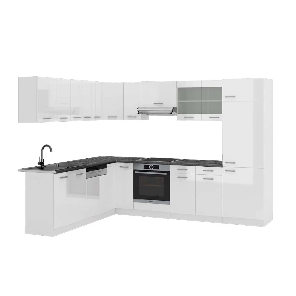 Hörnkök in Vit högblank/vit on white background