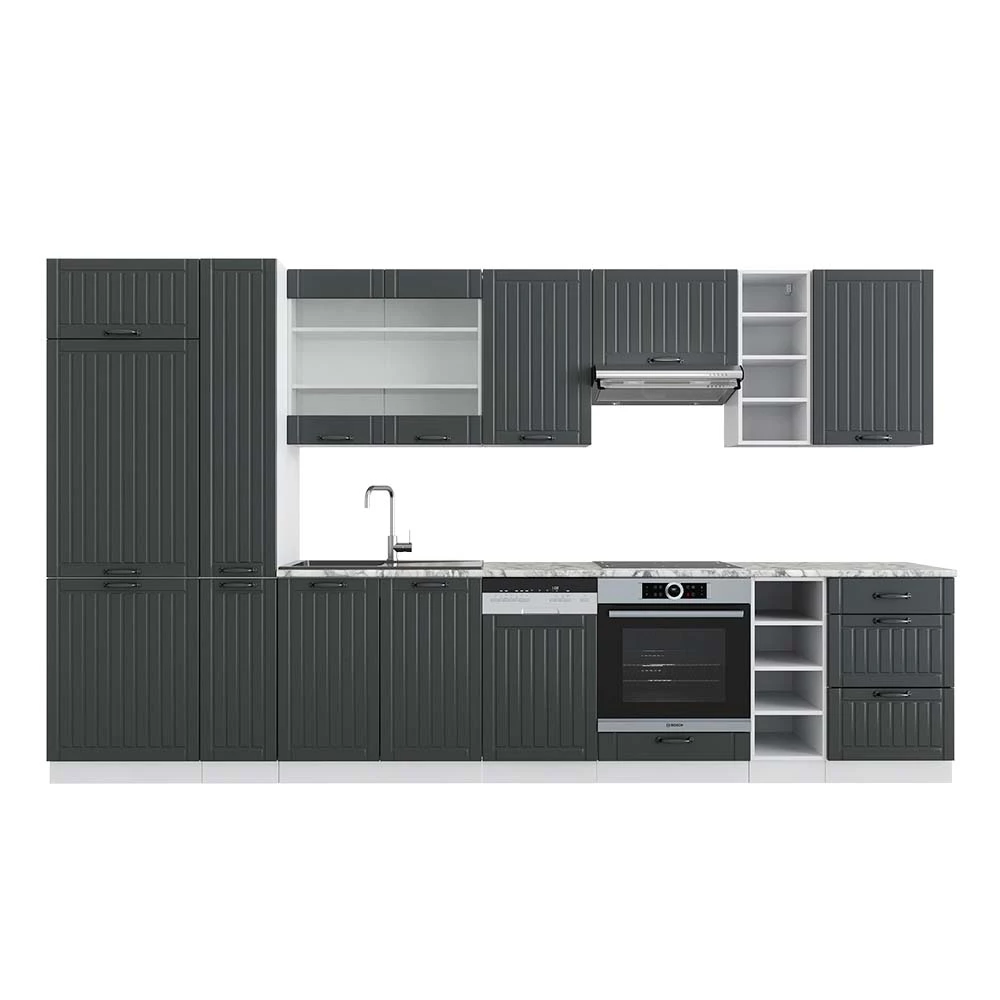 Vicco Kitchenette Casă de țară antracit/alb 355cm, Fame-Line