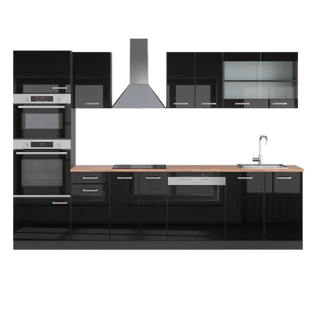 Vicco Kitchenette Negru lucios/antracit 300cm, R-Line