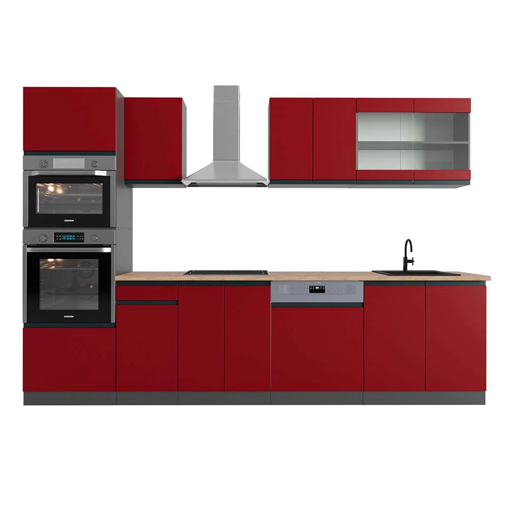 Kitchenette in Vermelho/antracite on white background