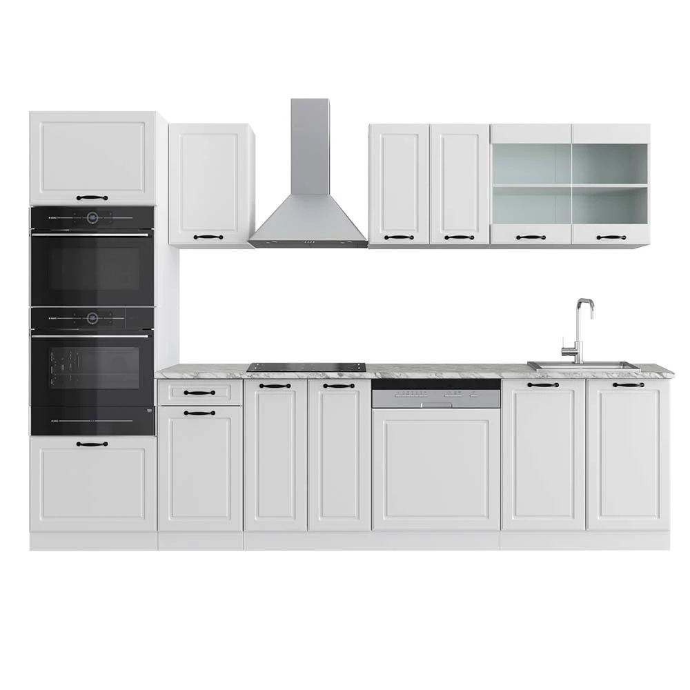 Vicco es HausBijela kuća 300 cm s visokim ormarićem, RP Mramor, R-Line
