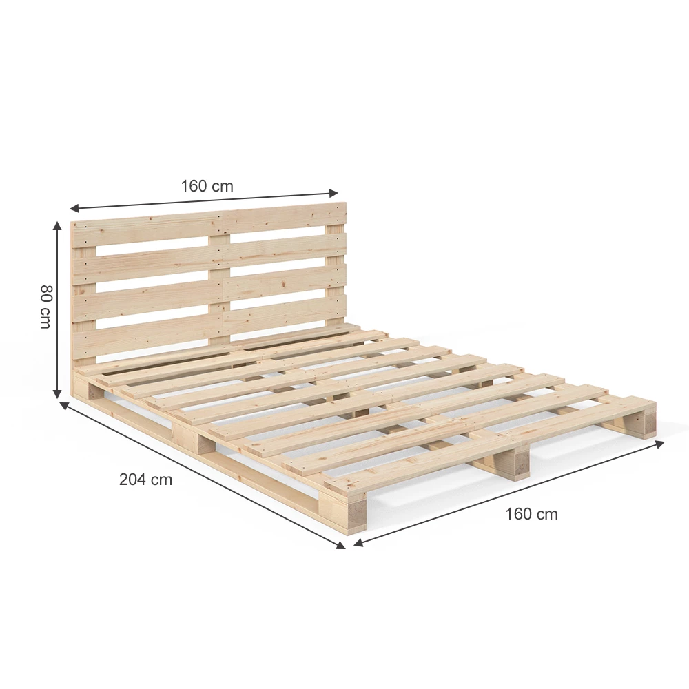 Vitalispa Letto in pallet Legno naturale 160x200 cm con testiera,