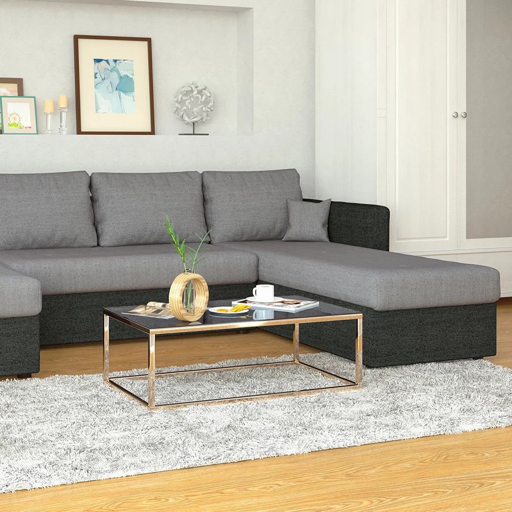 Nahaufnahme von Sofa U Form in Anthrazit, zeigt Textur/Details