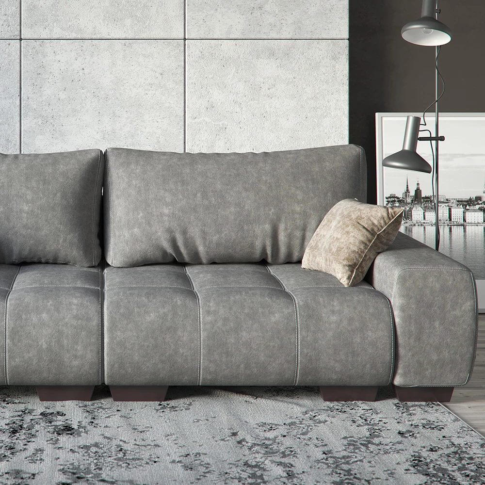 Vitalispa Sofa L Form Grau 260 x 120 cm, Perry