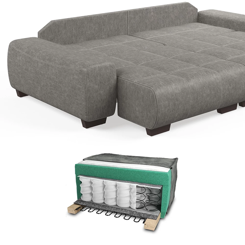 Vitalispa Sofa L Form Grau 260 x 120 cm, Perry