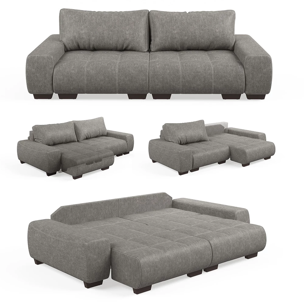 Vitalispa Sofa L Form Grau 260 x 120 cm, Perry