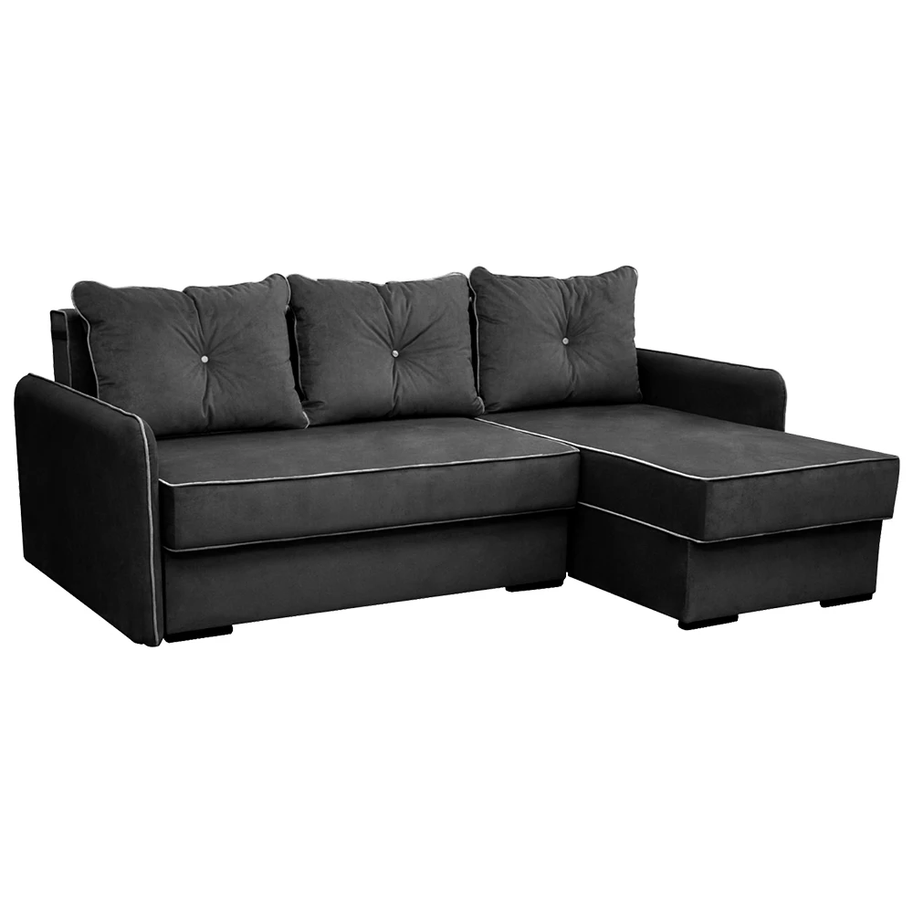 Sofa L Form in Grau auf weißem Hintergrund