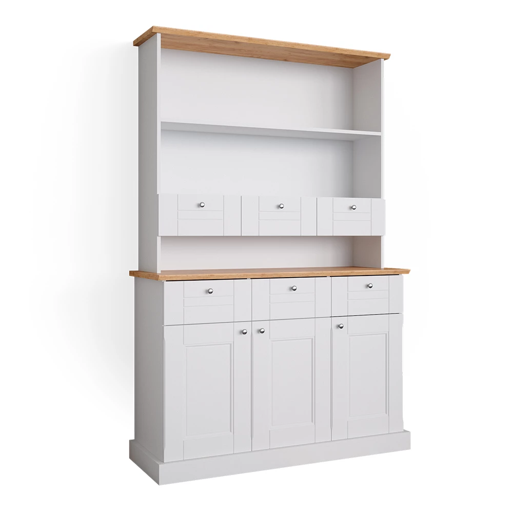 Armoire De Rangement 'Claus' - 6 Portes, 8 Étagères, Tringle à Vêtements - Blanc, 111x191.5cm - Pour Chambre, Salon