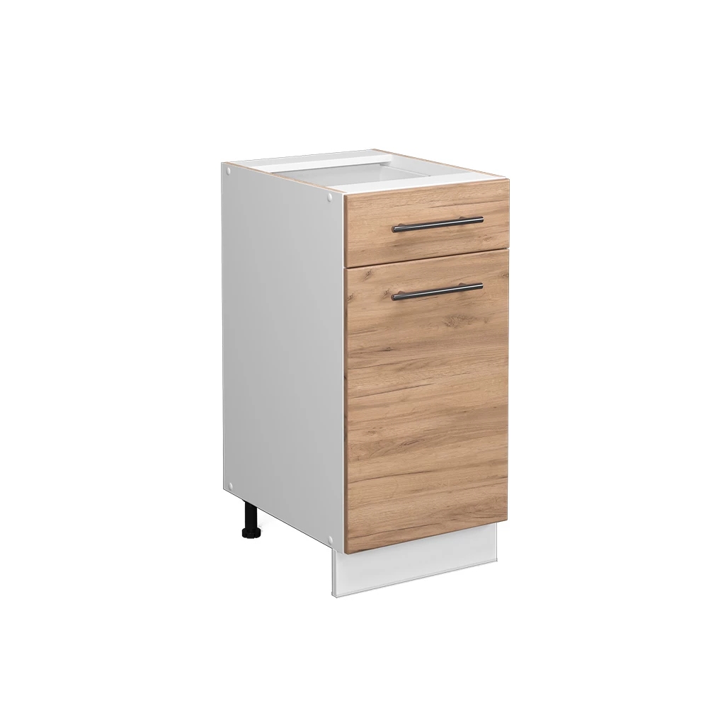 Armoire Basse Bureau Tomy Vicco - Blanc Chêne/Force De L'or - 28.5x50x72 Cm - 2 Compartiments Ouverts Pour PC Et Imprimante