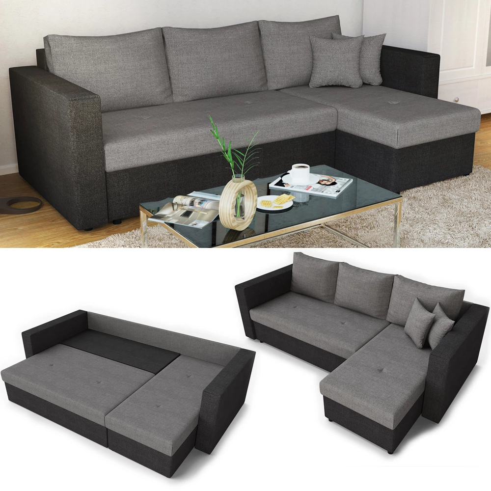 Vitalispa Sofa L Form Grau 224 x 95 cm