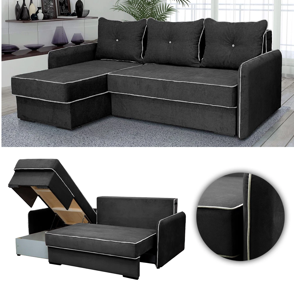 Vitalispa Sofa L Form Grau 235 x 170 cm Linke Ecke, Kansas